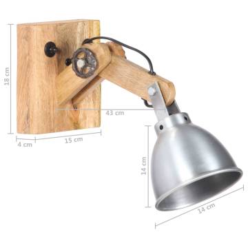 Wall Lamp E27 Silver - Solid Mango Wood & Iron | HipoMarket