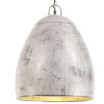 Industrial Hanging Lamp 25W Silver Round 42cm E27 - Unique Charm