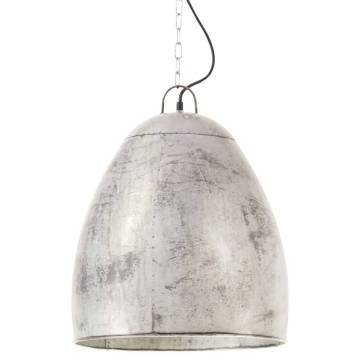 Industrial Hanging Lamp 25W Silver Round 42cm E27 - Unique Charm