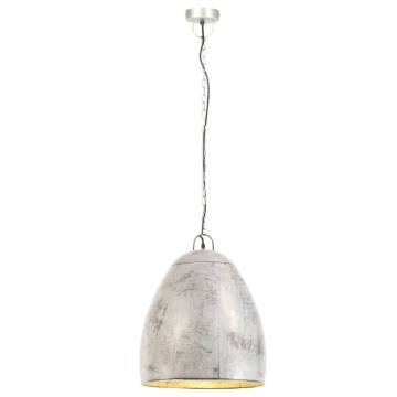 Industrial Hanging Lamp 25W Silver Round 42cm E27 - Unique Charm