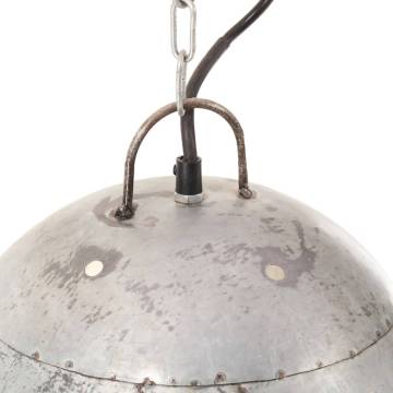 Industrial Hanging Lamp 25W Silver Round 42cm E27 - Unique Charm