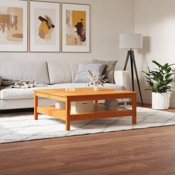 Elegant Wax Brown Pine Coffee Table - 100x100x40 cm