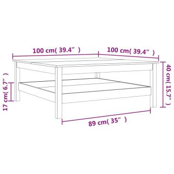 Elegant Wax Brown Pine Coffee Table - 100x100x40 cm