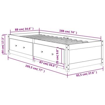 Day Bed Wax Brown 90x190 cm Solid Wood Pine - HipoMarket