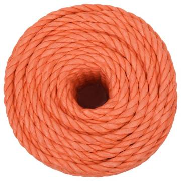 Durable 12mm Orange Polypropylene Work Rope - 25m Length