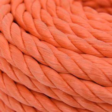 Durable 12mm Orange Polypropylene Work Rope - 25m Length