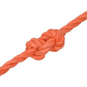 Durable 12mm Orange Polypropylene Work Rope - 25m Length