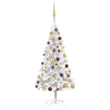 Artificial Pre-lit Christmas Tree with Ball Set - 120 cm Silver