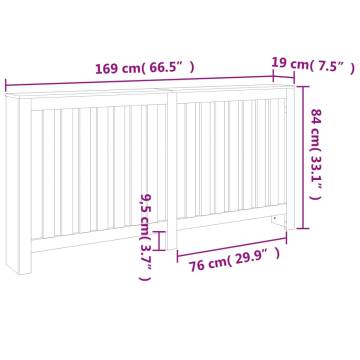 Radiator Cover Wax Brown - Solid Pine Wood, 169x19x84 cm