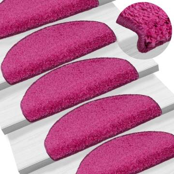 Carpet Stair Treads - 15 pcs Pink | 65x21x4 cm