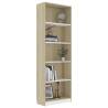 5-Tier Book Cabinet - White & Sonoma Oak | Hipomarket