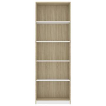 5-Tier Book Cabinet - White & Sonoma Oak | Hipomarket