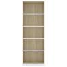 5-Tier Book Cabinet - White & Sonoma Oak | Hipomarket