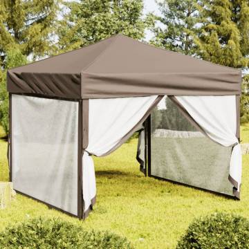 Folding Party Tent with Sidewalls Taupe 3x3m - Hipomarket