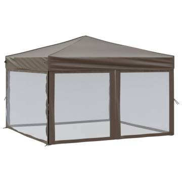 Folding Party Tent with Sidewalls Taupe 3x3m - Hipomarket