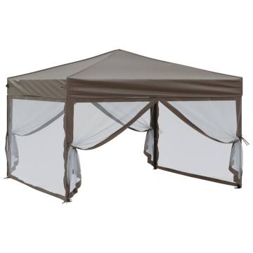 Folding Party Tent with Sidewalls Taupe 3x3m - Hipomarket