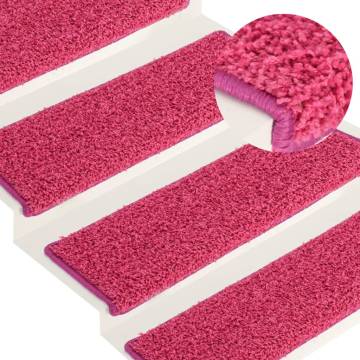 Carpet Stair Treads 15 pcs - 65x21 cm Pink | HipoMarket