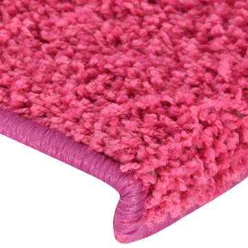 Carpet Stair Treads 15 pcs - 65x21 cm Pink | HipoMarket