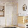  Walk-in Shower Wall with Clear ESG Glass Gold 140x195 cm Colour gold Size 140 x 195 cm 