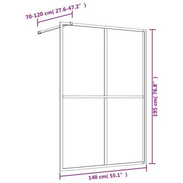 Walk-in Shower Wall with Clear ESG Glass Gold | 140x195 cm