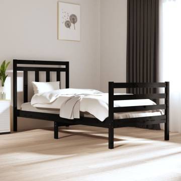 Black Solid Wood Bed Frame 90x190 cm - Stylish & Durable