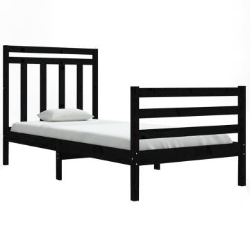 Black Solid Wood Bed Frame 90x190 cm - Stylish & Durable