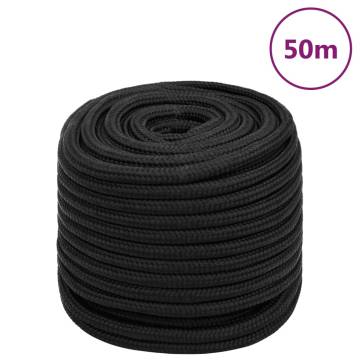 Boat Rope Full Black 18mm 50m - Durable Polypropylene