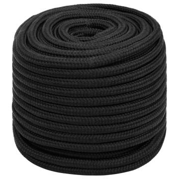 Boat Rope Full Black 18mm 50m - Durable Polypropylene