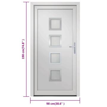 Front Door White 98x190 cm PVC - Enhance Home Security & Style