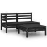 3 Piece Garden Lounge Set Solid Pinewood Black Colour black Model corner + middle + table Number of 1 