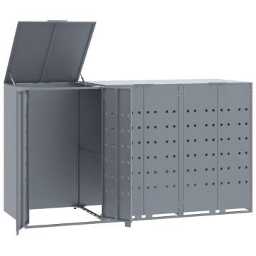 Wheelie Bin Storage for 3 Bins - Grey Steel 207x79x117 cm