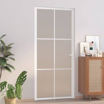 Interior Door 93x201.5 cm White Matt Glass & Aluminium