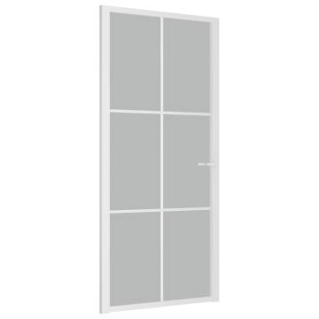 Interior Door 93x201.5 cm White Matt Glass & Aluminium