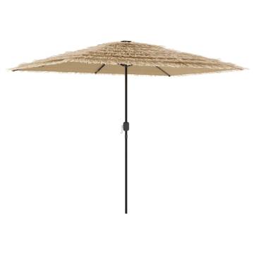 Garden Parasol with LEDs & Steel Pole - Brown 300x200 cm