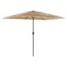 Garden Parasol with LEDs & Steel Pole - Brown 300x200 cm