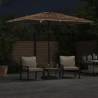 Garden Parasol with LEDs & Steel Pole - Brown 300x200 cm