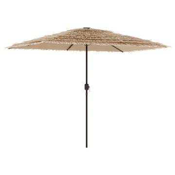 Garden Parasol with LEDs & Steel Pole - Brown 300x200 cm