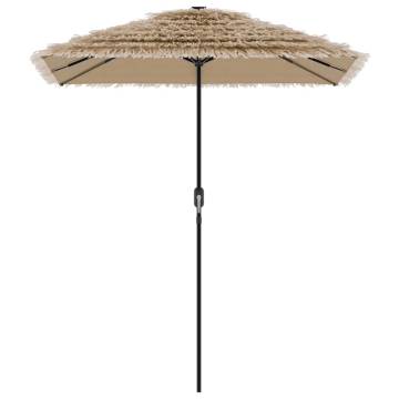 Garden Parasol with LEDs & Steel Pole - Brown 300x200 cm