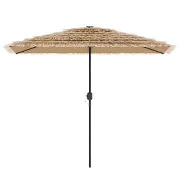 Garden Parasol with LEDs & Steel Pole - Brown 300x200 cm