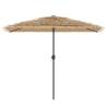 Garden Parasol with LEDs & Steel Pole - Brown 300x200 cm