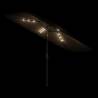 Garden Parasol with LEDs & Steel Pole - Brown 300x200 cm