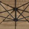 Garden Parasol with LEDs & Steel Pole - Brown 300x200 cm