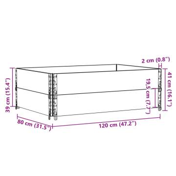 Pallet Collars 2 pcs Grey 120x80 cm Solid Wood Pine - HipoMarket