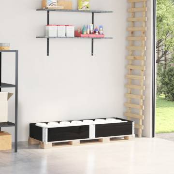 Pallet Collar Black 150x50 cm | Solid Pine Wood for Storage