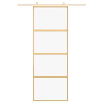 Sliding Door Gold 76x205 cm Clear ESG Glass & Aluminium