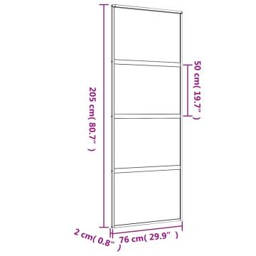 Sliding Door Gold 76x205 cm Clear ESG Glass & Aluminium