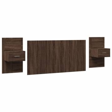 Stylish Brown Oak Bed Headboard with Cabinets - 160cm