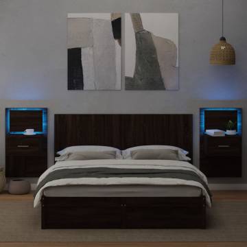 Stylish Brown Oak Bed Headboard with Cabinets - 160cm