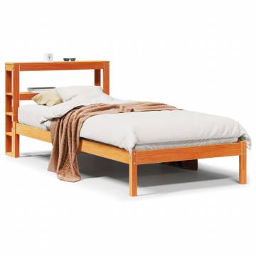 Solid Wood Pine Bed Frame with Headboard - Wax Brown 90x190 cm