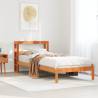 Solid Wood Pine Bed Frame with Headboard - Wax Brown 90x190 cm